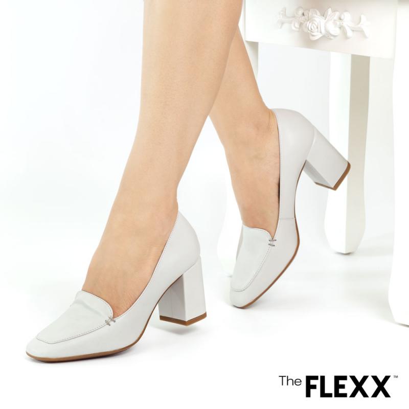 Pantofi office dama The Flexx din piele naturala Patricia gri deschis